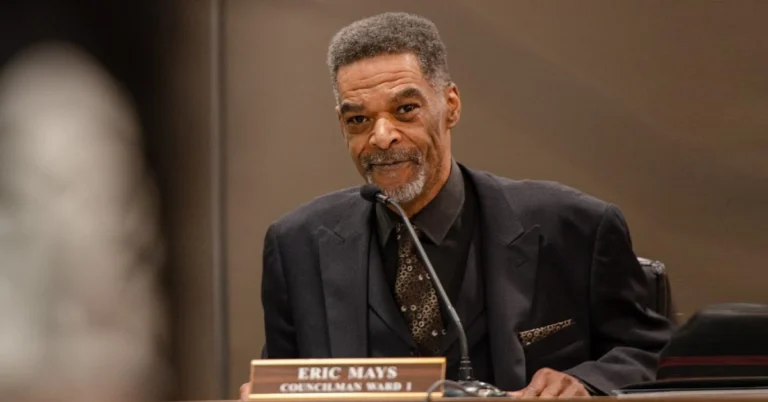 Portrait of Eric Mays with text overlay highlighting Eric Mays Net Worth, reflecting his career, political influence, and financial journey.