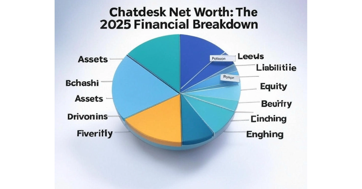 Chatdesk Net Worth: The 2025 Financial Breakdown showing company valuation components in a pie chart with assets, equity, and revenue streams