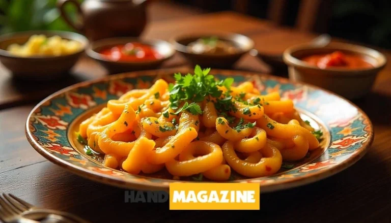 A traditional Turkish bowl of Çeciir, a hearty chickpea stew, garnished with parsley and served with bread on a rustic wooden table.