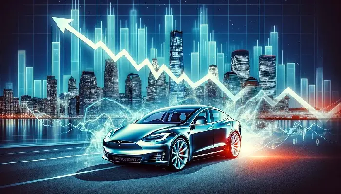 FintechZoom TSLA Stock dashboard showing Tesla's stock performance charts, market indicators, and trading analysis tools in a professional financial interface