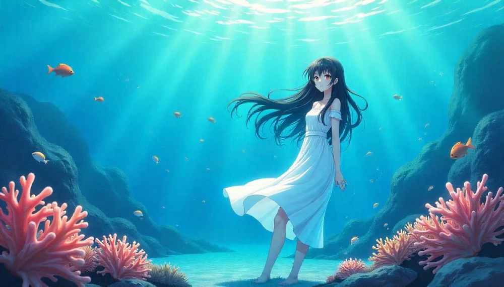 Colorful aquamanga characters from popular series, showcasing dynamic underwater scenes and bright storytelling.